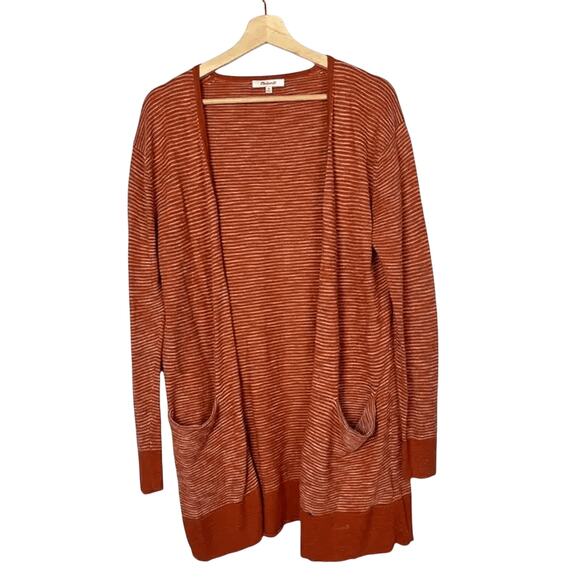 Madewell Summer Ryder Rust Orange Cardigan Duster Sweater Coastal Grandma XS - Picture 3 of 9